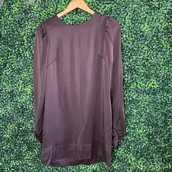 French Connection Mini Satin Brown Shift Dress Sz  6 - Picture 1 of 7